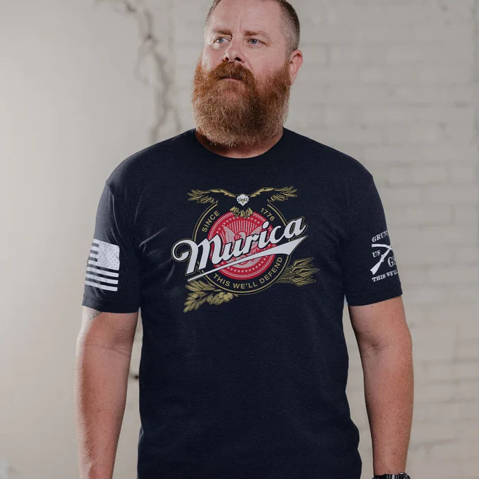 Grunt Style Murica Since 1776 tee in midnight navy, second modeled view