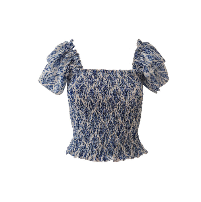 "Mykonos" ruffle top blue