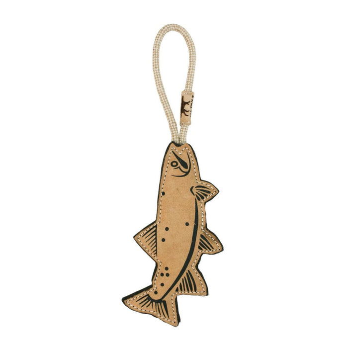 Natural Leather & Wool Trout Tug Toy 16"