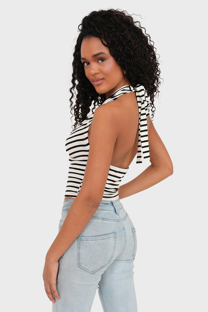 "Nina" top striped black