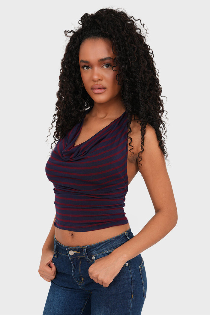 "Nina" top striped red