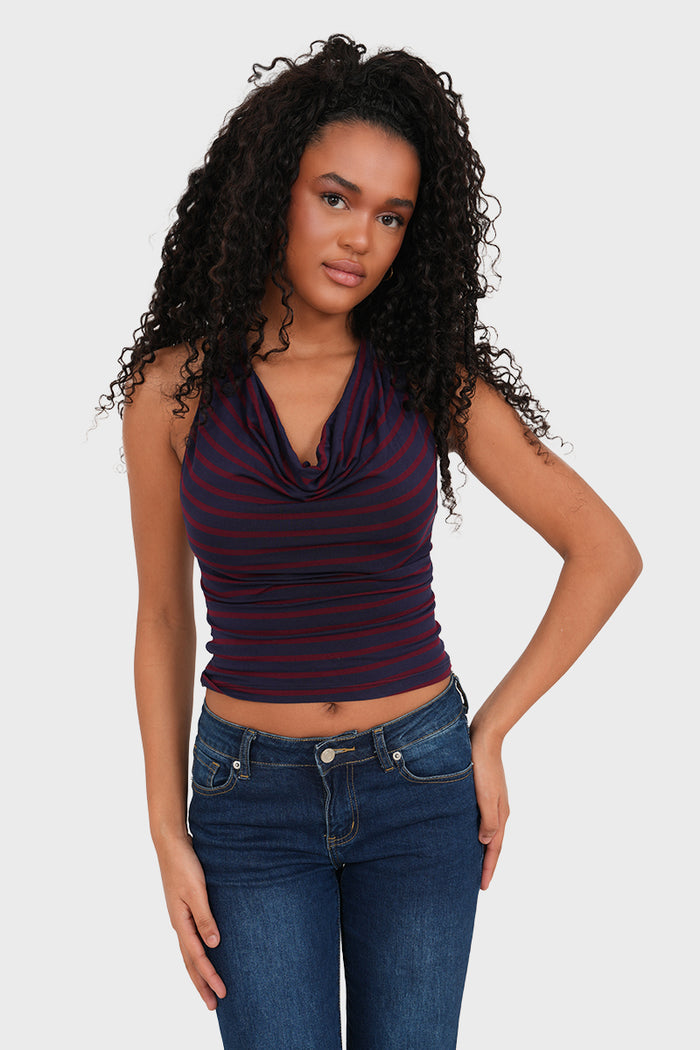 "Nina" top striped red