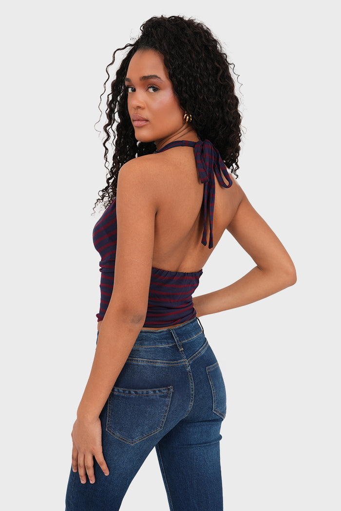 "Nina" top striped red