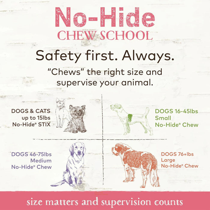 No-hide Salmon Stix 10 pack sizing guide.