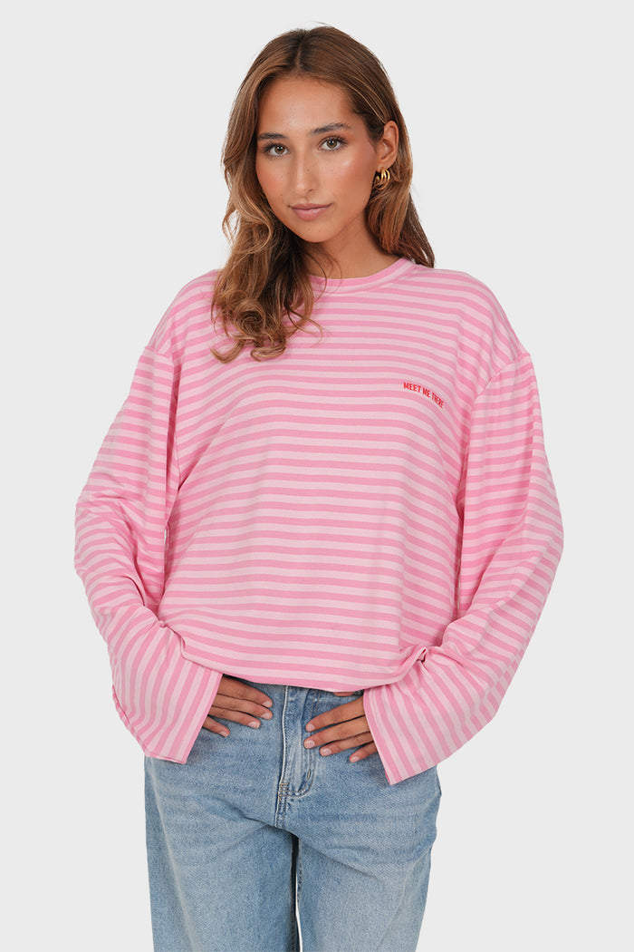 "Noa" striped sweater pink