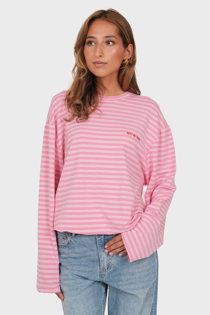 "Noa" striped sweater pink