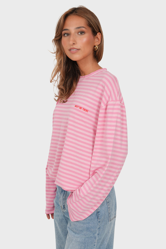 "Noa" striped sweater pink