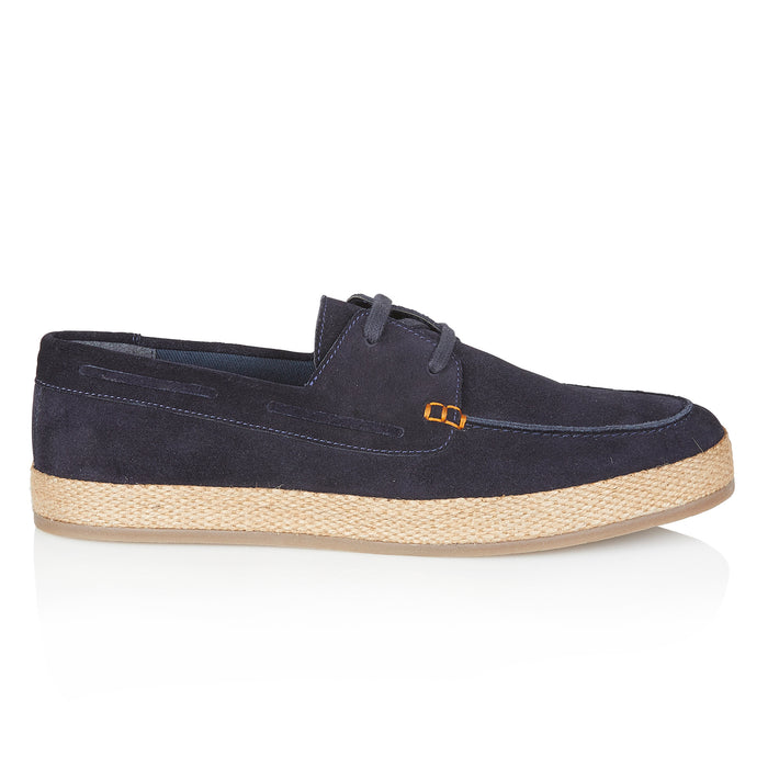 Northolt Suede Leather Lace up Boat Shoes - Navy