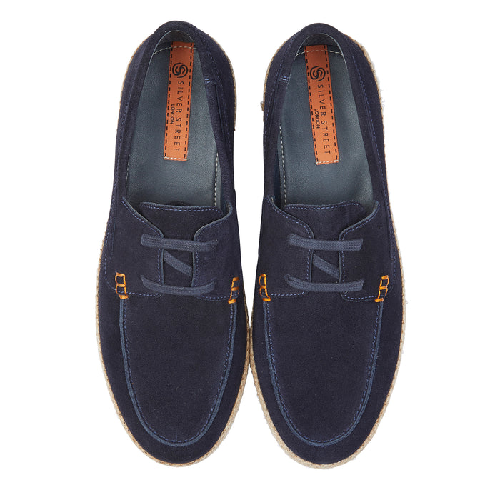 Northolt Suede Leather Lace up Boat Shoes - Navy