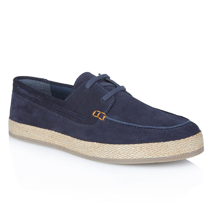 Northolt Suede Leather Lace up Boat Shoes - Navy