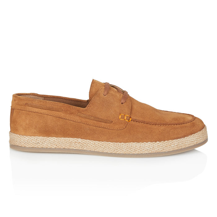 Northolt Suede Leather Lace up Boat Shoes - Tan