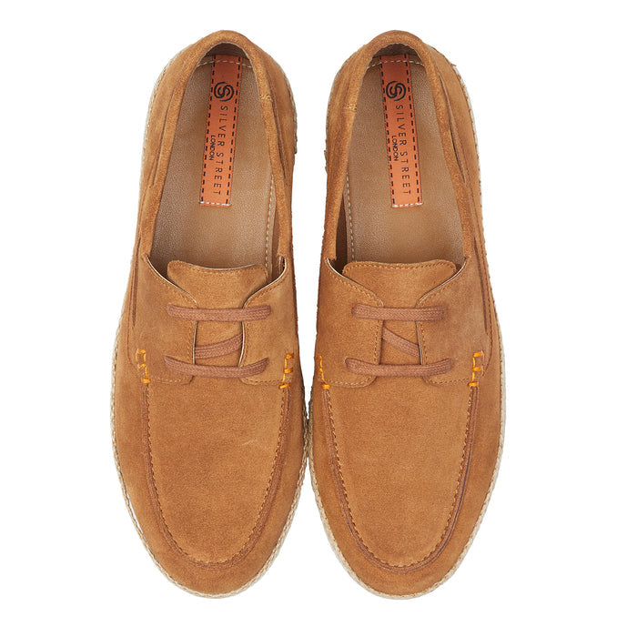 Northolt Suede Leather Lace up Boat Shoes - Tan