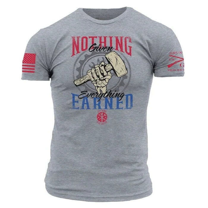 Grunt Style Nothing Given short-sleeve graphic t-shirt in dark heather grey, available in big and tall sizes
