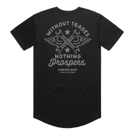 Purpose-Built Nothing Prospers drop shoulder short-sleeve graphic t-shirt in black, available in big and tall sizes