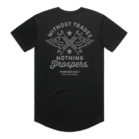 Purpose-Built Nothing Prospers drop shoulder short-sleeve graphic t-shirt in black, available in big and tall sizes