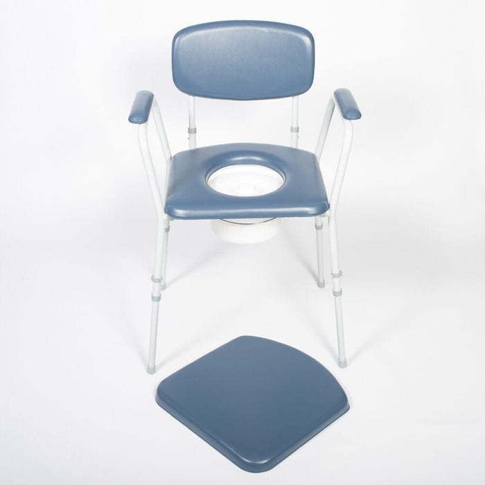 Close-up of the height-adjustable legs or non-slip feet on NRS Dovedale Comfort Commode.