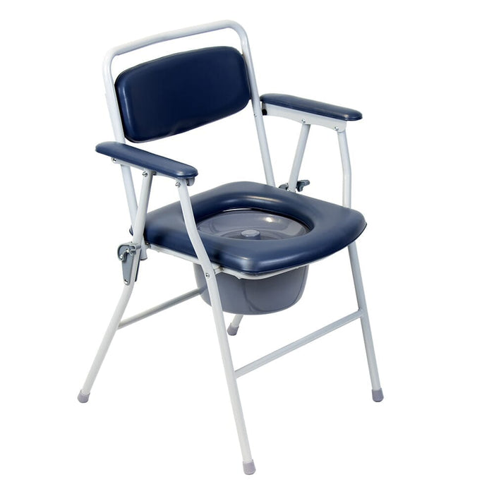 NRS Dovedale Folding Commode with lid closed, highlighting the padded seat and discreet design.