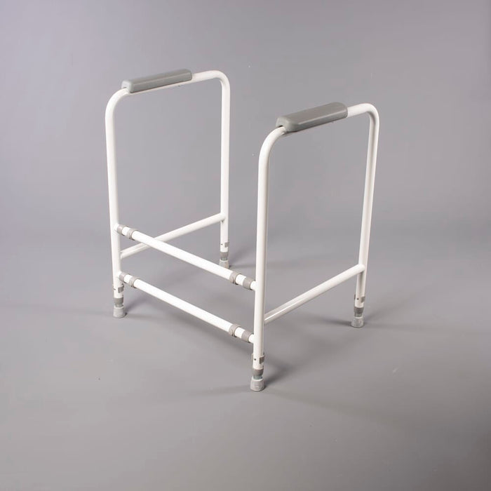 Diagram or packaging of NRS Economy Toilet Frame highlighting dimensions or features.