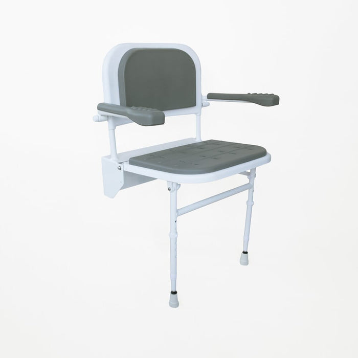 NRS Folding Shower Seat with Legs, Padded Seat, Back, and Arms