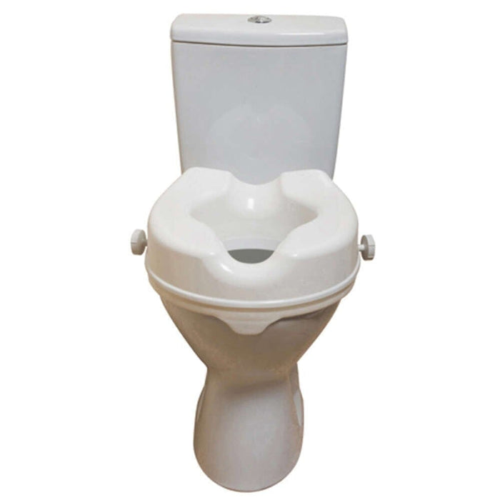 Lifestyle image of NRS Linton Plus Raised Toilet Seat being used in a real-life setting.