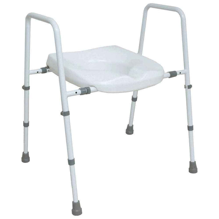 Image of NRS Mowbray Width Adjustable Toilet Frame with Seat on a plain background.