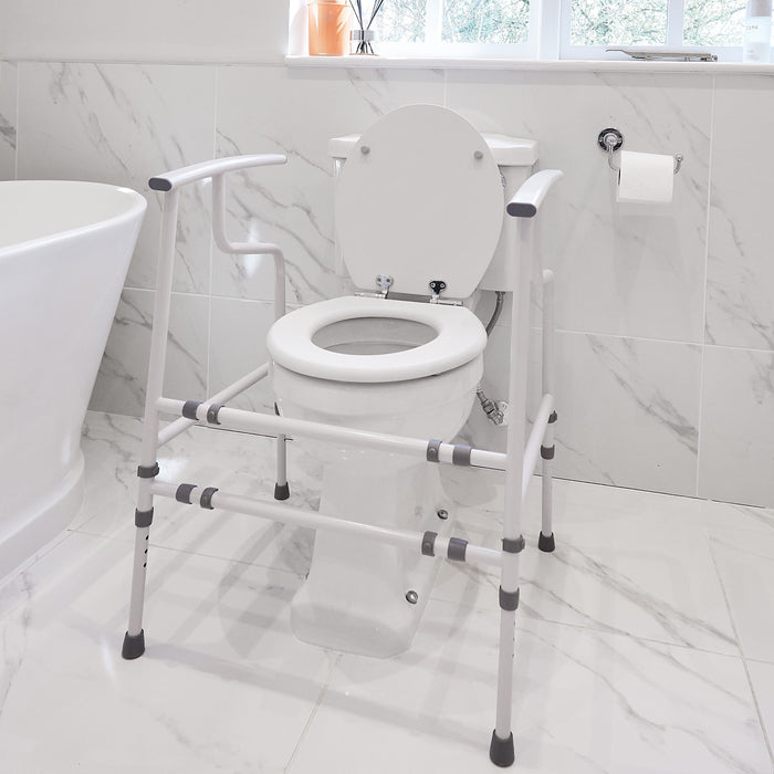 Image of NRS Nuvo Open Back Toilet Frame on a plain background.