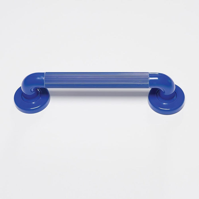 Close-up of a wall mounting plate on NRS Plastic Fluted Grab Rail grab rail showing screw holes for secure installation.