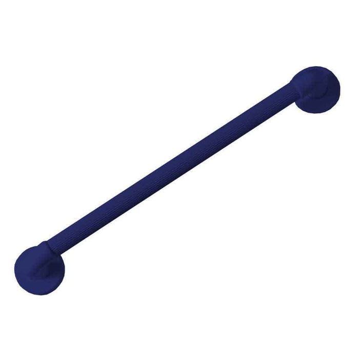 Full view of NRS Plastic Fluted Grab Rail grab rail with circular wall plates and a textured grip, designed to provide support in bathrooms and other areas.
