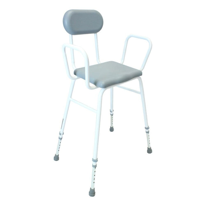 Close-up of a feature of NRS PU Moulded Perching Stool with Arms Padded Back.