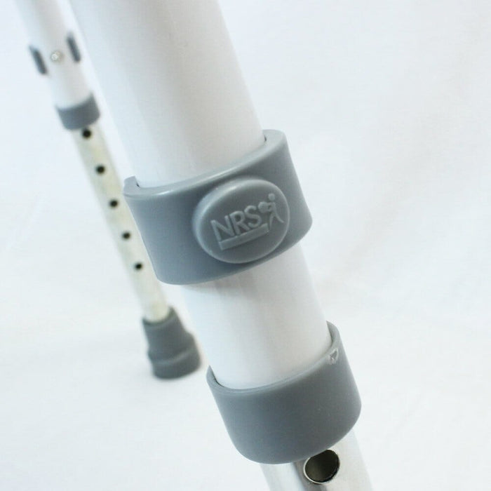 Diagram or packaging of NRS PU Moulded Perching Stool with Arms Padded Back highlighting dimensions or features.