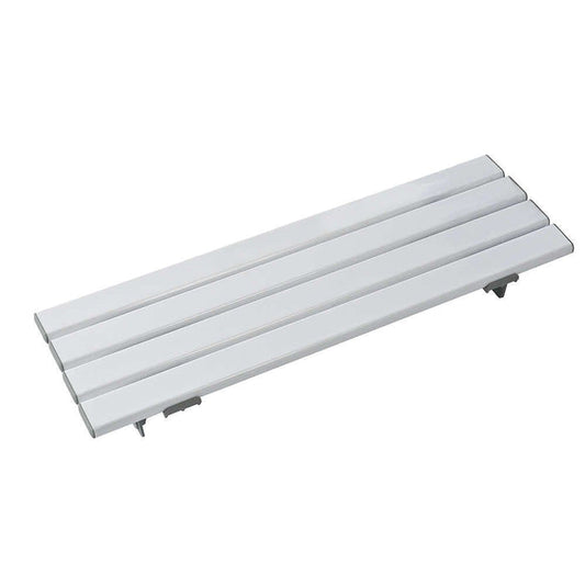 Full view of NRS Healthcare Slatted Bath Board bath board showing slatted seat, integral handle and adjustable brackets on a plain background.