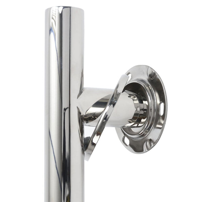 Close-up of a wall mounting plate on NRS SPA Stainless Steel Grab Rail-Straight grab rail showing screw holes for secure installation.
