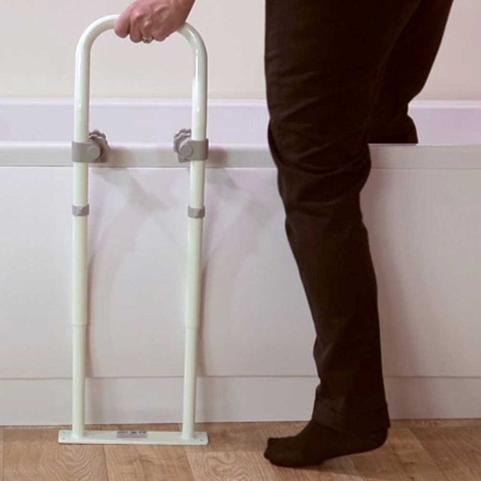 Close-up of the textured or fluted grip section on NRS Swedish Bath Grab Rail grab rail, highlighting the anti-slip surface.
