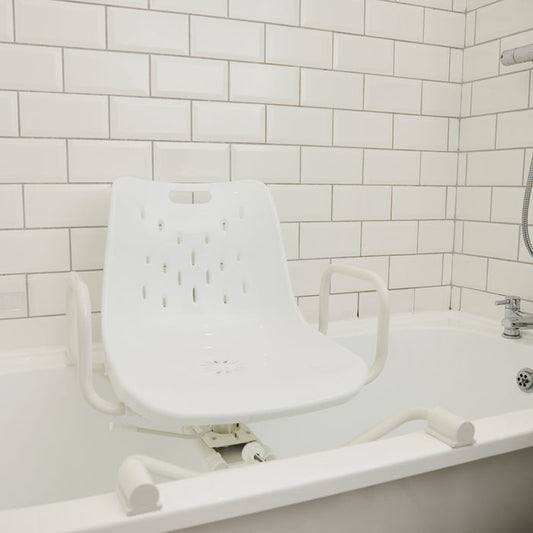 Image of NRS Width Adjustable Swivel Bath Seat on a plain background.
