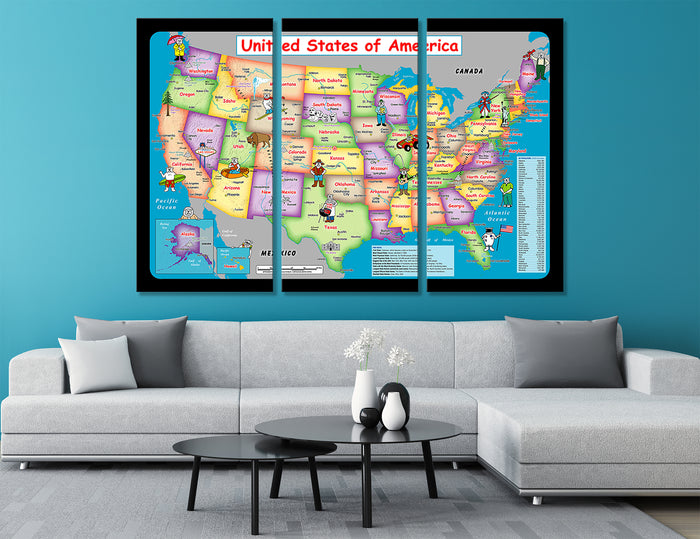 Nursery USA Map Canvas Print #5011