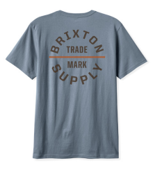 Brixton Oath V short sleeve standard tee in basalt, dark brown and rust