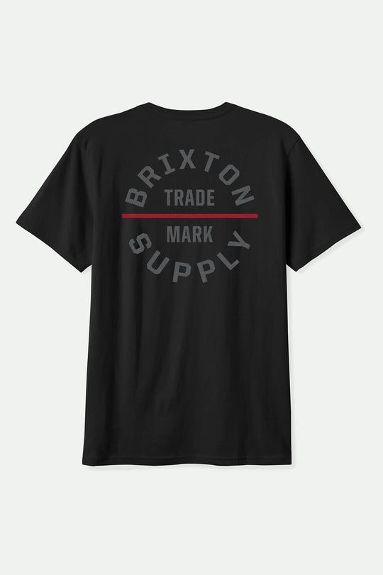 Brixton Oath V short sleeve standard tee in black, charcoal and dark red