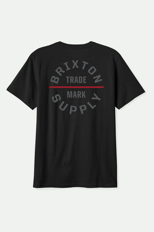 Brixton Oath V short sleeve standard tee in black, charcoal and dark red