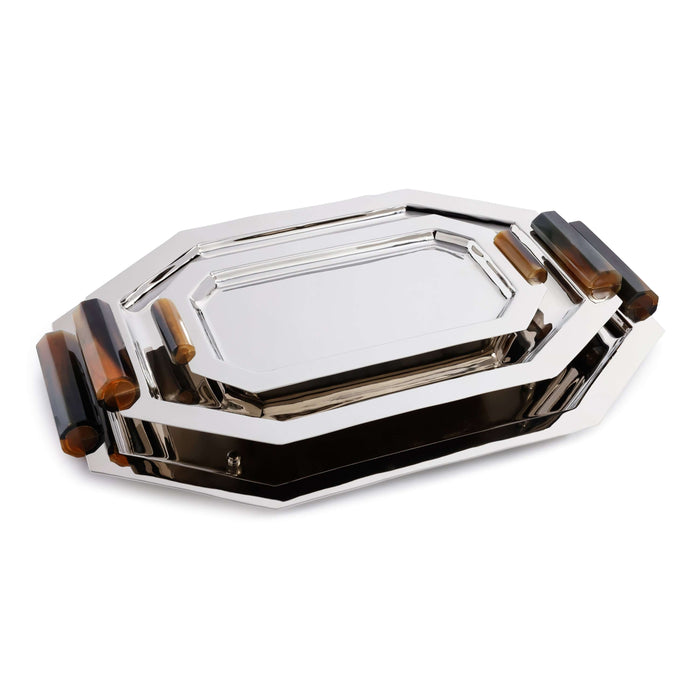 Octagon Alloy Tray with Horn Handles - Polished Nickel - Tray by Carlyle Avenue