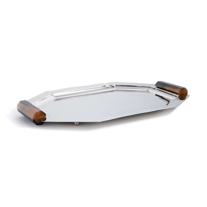 Octagon Alloy Tray with Horn Handles - Polished Nickel - Tray by Carlyle Avenue
