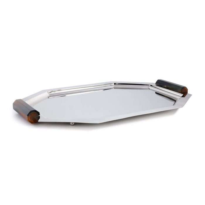Octagon Alloy Tray with Horn Handles - Polished Nickel - Tray by Carlyle Avenue