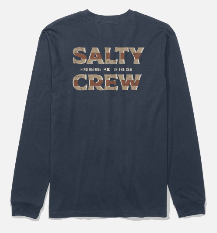 Salty Crew Offset long sleeve graphic t-shirt in navy