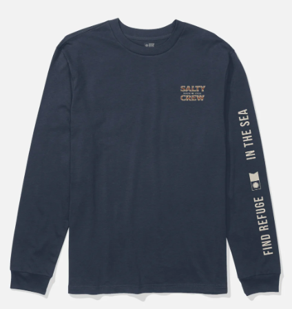 Salty Crew Offset long sleeve graphic t-shirt in navy, alternate product view