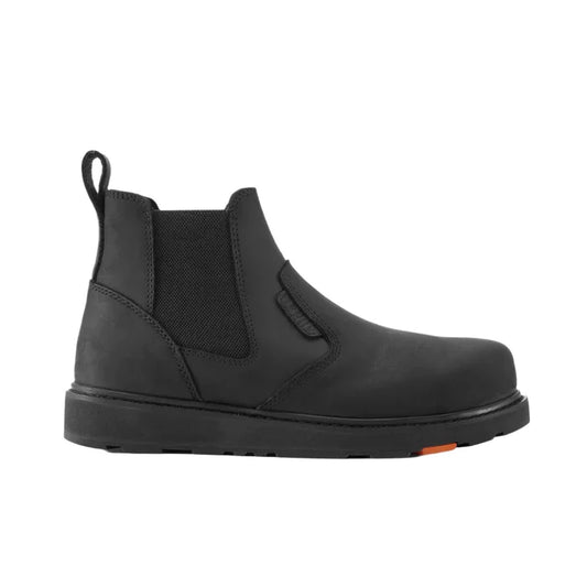 BRUNT Ohman unlined composite toe work boot in black, profile view