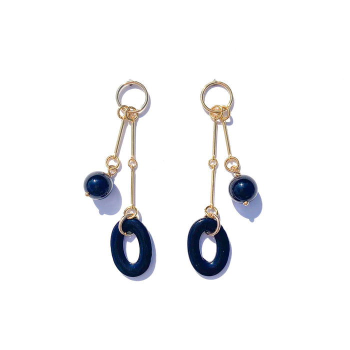 Onyx+ Black Glass Swing Earrings
