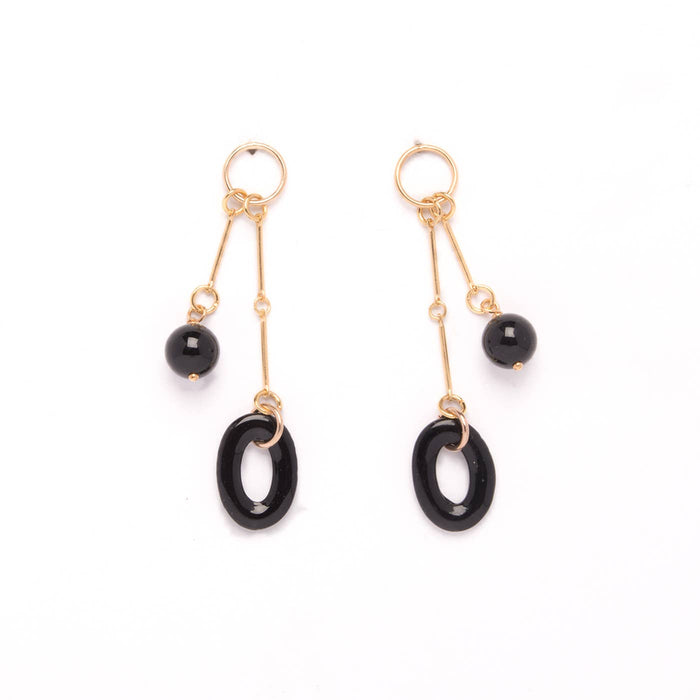 Onyx+ Black Glass Swing Earrings