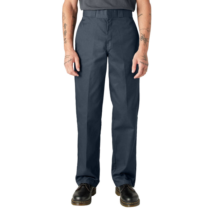 Dickies Original 874 work pant in dark navy, front view with permanent crease