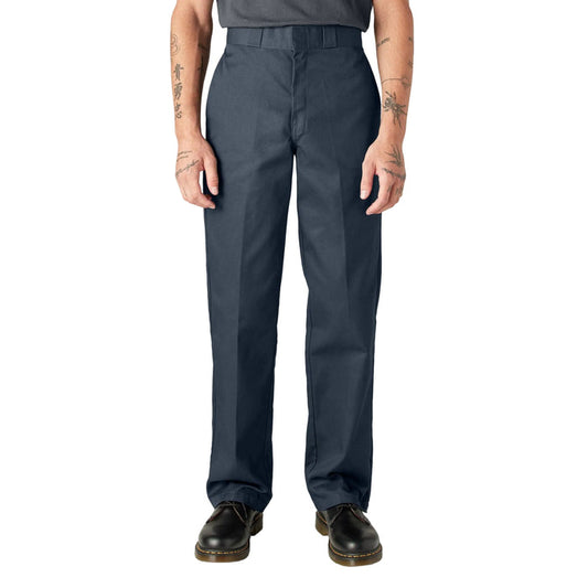 Dickies Original 874 work pant in dark navy, front view with permanent crease
