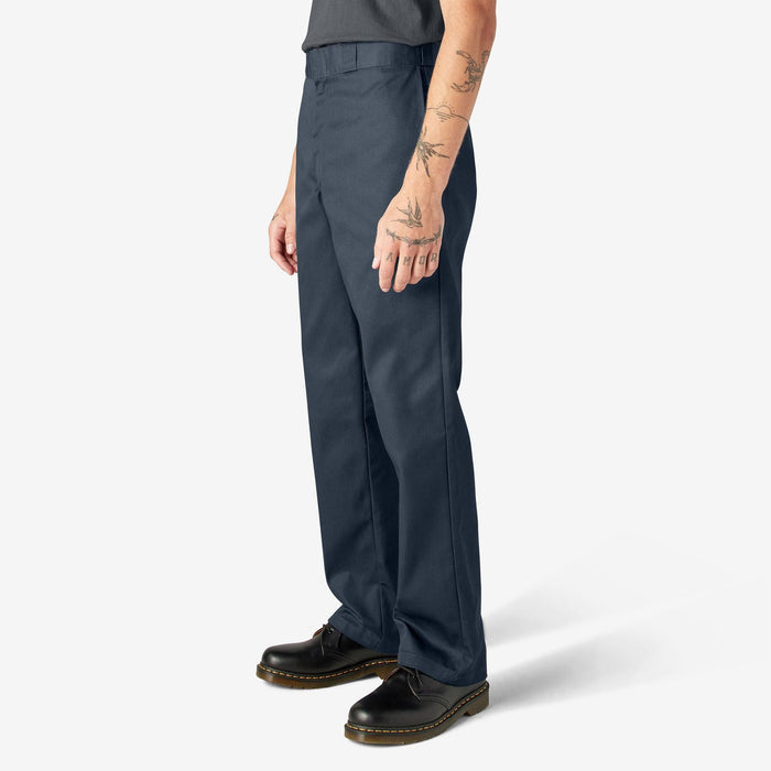 Dickies 874 dark navy work pant, alternate view of the waistband and belt loops