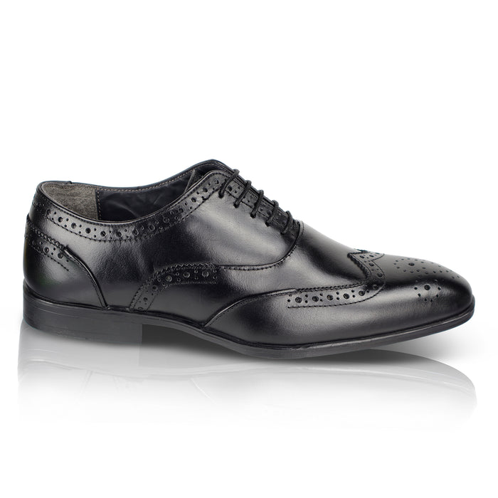 Oxford Leather Brogue Oxfords Shoes - Black